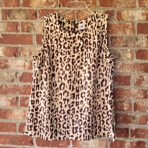 CAbi Leopard Print Sleeveless Tank in Beige and Brown
